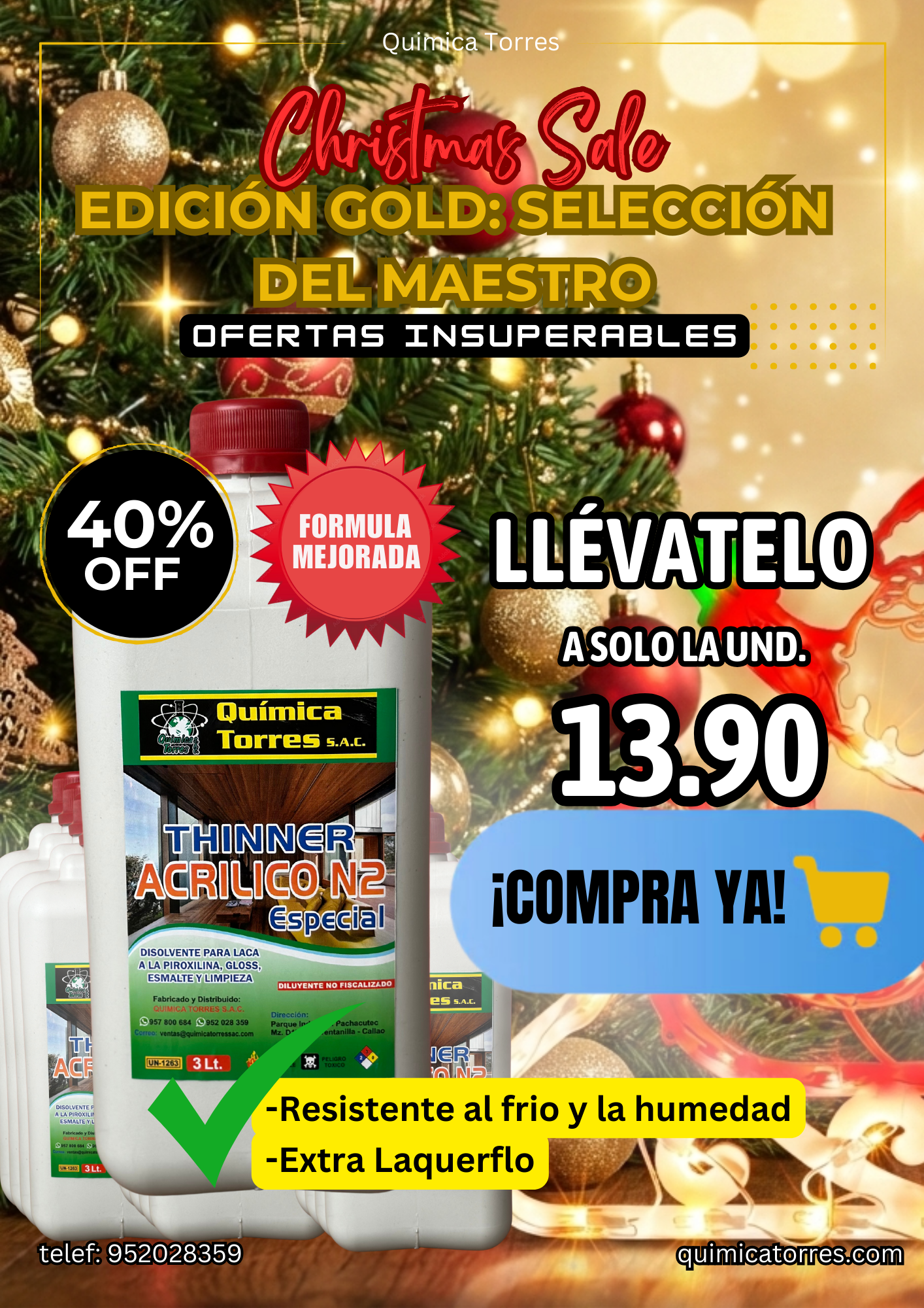 Thinner Acrilico N2 Especial🧠 Gold Edition x (15 und. de 3L)– ¡Empieza tu imperio!